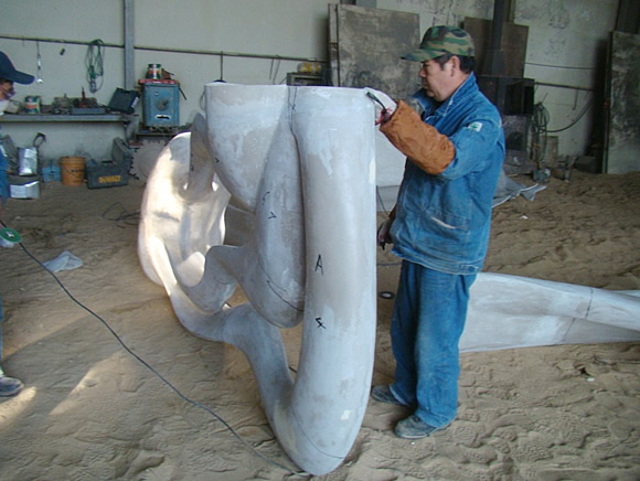 원형 주물 크게에 맞게 절단 작업