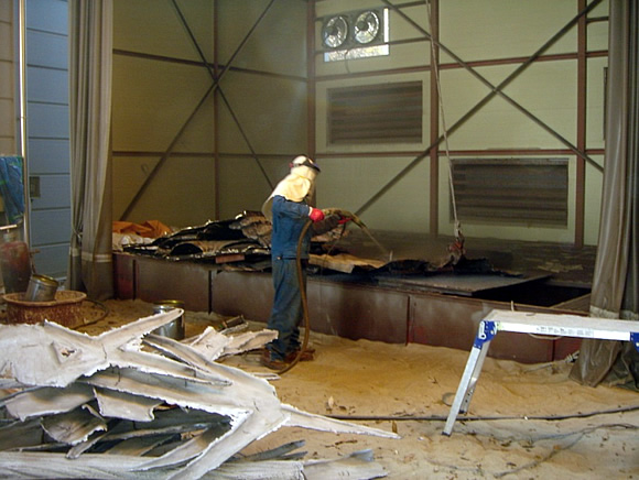 모래 샌딩 작업